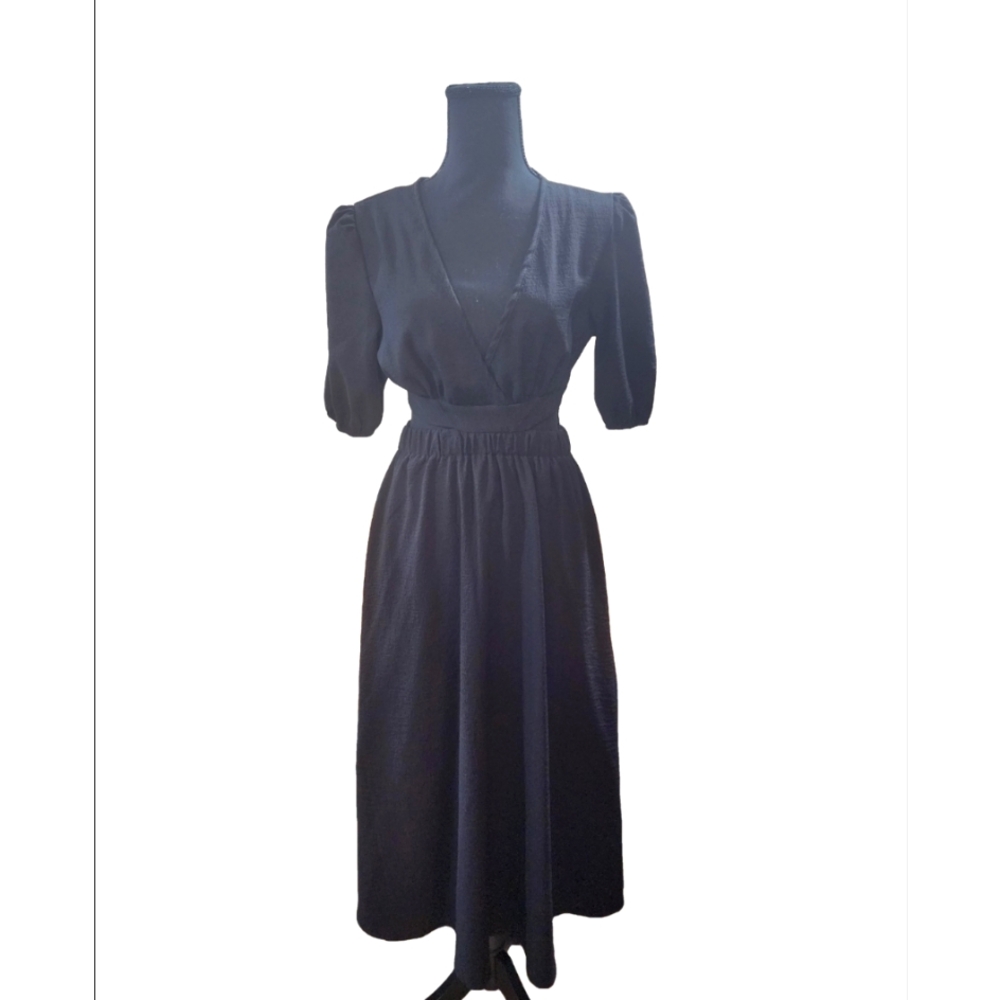 SHEIN Cut Out Black Dress Elasticized Waist And Arm Tie Back NWOT Small